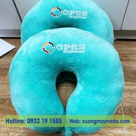 May gối cổ chữ U quà tặng màu xanh ngọc