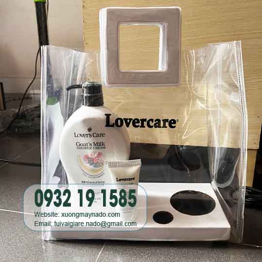 Sản xuất túi nhựa dẻo đựng sữa tắm in logo Lovercare